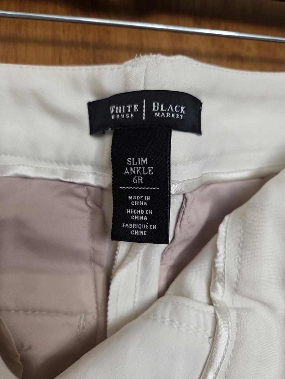 White House Black Market Cream Straight Leg Pants - Picture 2 of 4